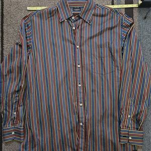 Mens Paul & Shark Yachting Striped Shirt Size (L) Primary Colors Flaw